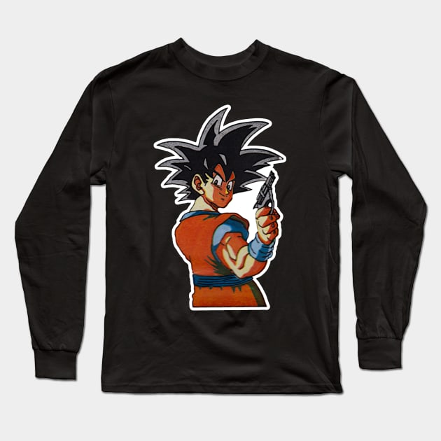 Goku's Got a Gun Long Sleeve T-Shirt by retroworldkorea